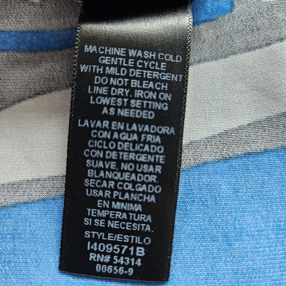 Bisou Bisou Blue Geometric Print Stretchy Dress Size 10 - Picture 7 of 10